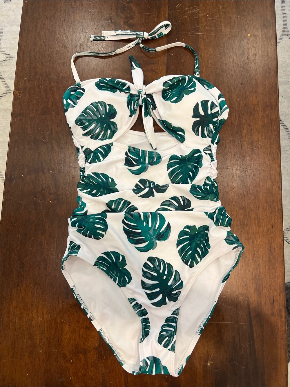 Tropical Green Leaf One-Piece Swimsuit